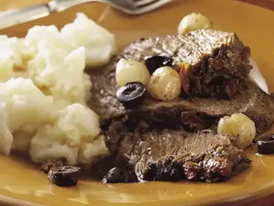 Slow-Cooker Mediterranean Pot Roast with Olives and Sun-Dried Tomatoes
