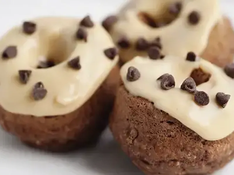 Baked Chocolate Doughnuts with Peanut Butter Glaze