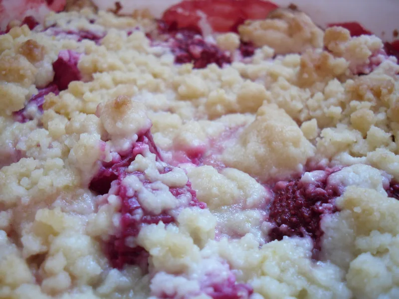 Strawberry Rhubarb Super Crumble with Lemon Zest