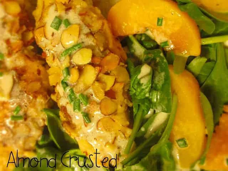 Almond Crusted Chicken with Fresh Peach Salad