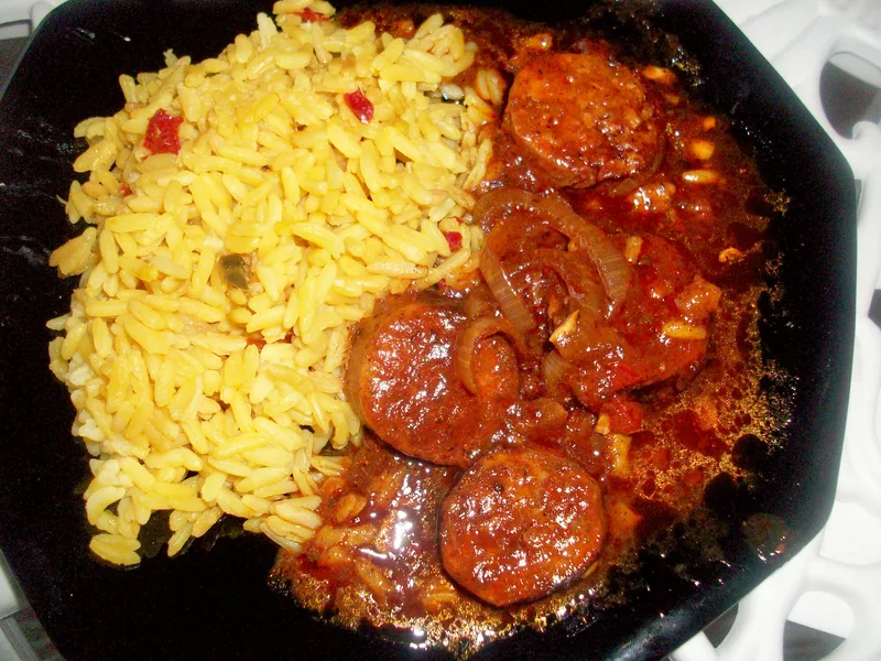 Italian Sausage with Peppers, Onions, and Beer Skillet