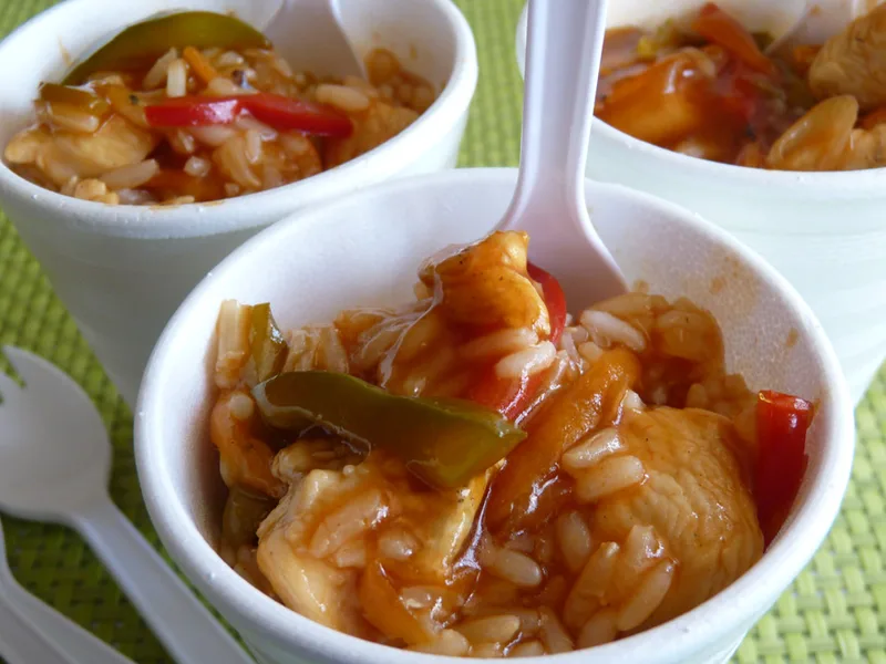 Sweet and Sour Chicken Rice Pots with Pineapple