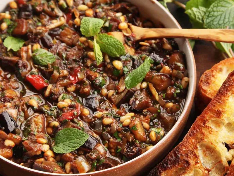 Sicilian Eggplant Caponata with Pine Nuts
