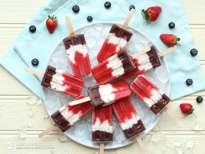 Sugar-Free Layered Berry Popsicles with Cream Cheese