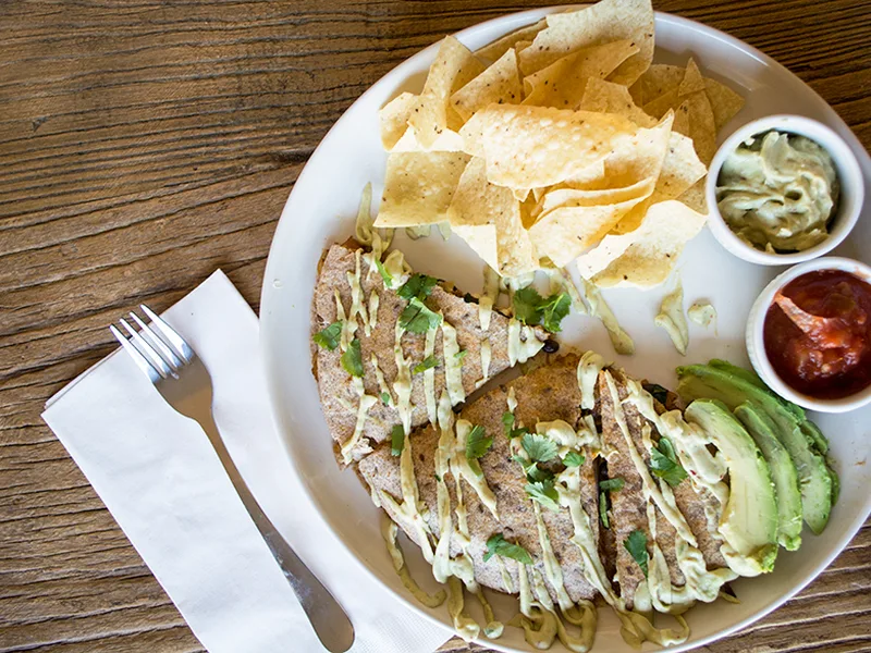 Butternut Squash Quesadillas with Chipotle Avocado Crema