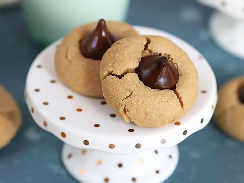 Classic Peanut Butter Blossom Cookies with Chocolate Kisses