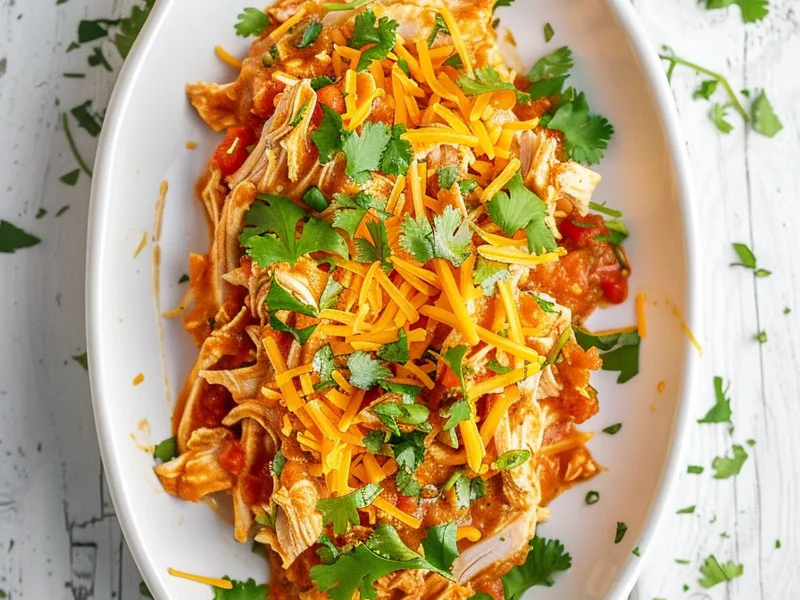 Slow Cooker Salsa Chicken with Melted Cheddar