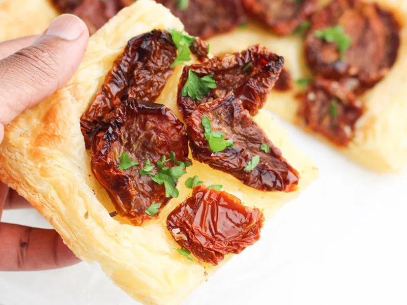 3-Ingredient Sun-Dried Tomato Puff Pastry Tart