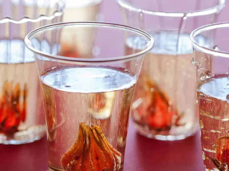 Hibiscus Rose Water Ginger Champagne Cocktail