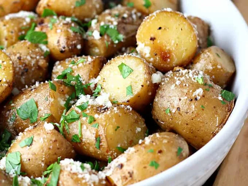 Slow Cooker Parmesan Garlic Potatoes with Italian Herbs