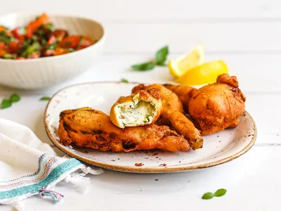 Crispy Protein Batter Stuffed Zucchini Flowers with Ricotta