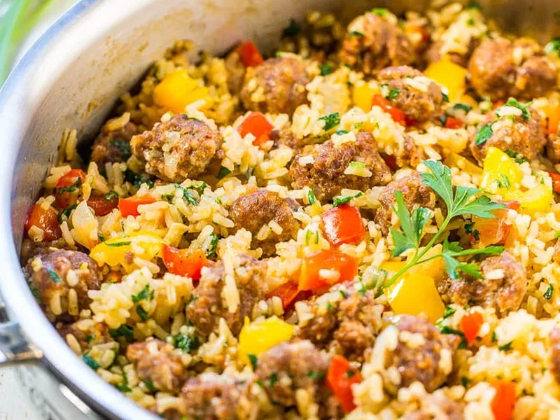 Italian Sausage Peppers Onions Skillet Rice