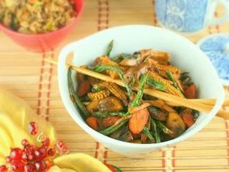 Spicy Corn and Long Bean Stir-Fry with Gochujang Sauce