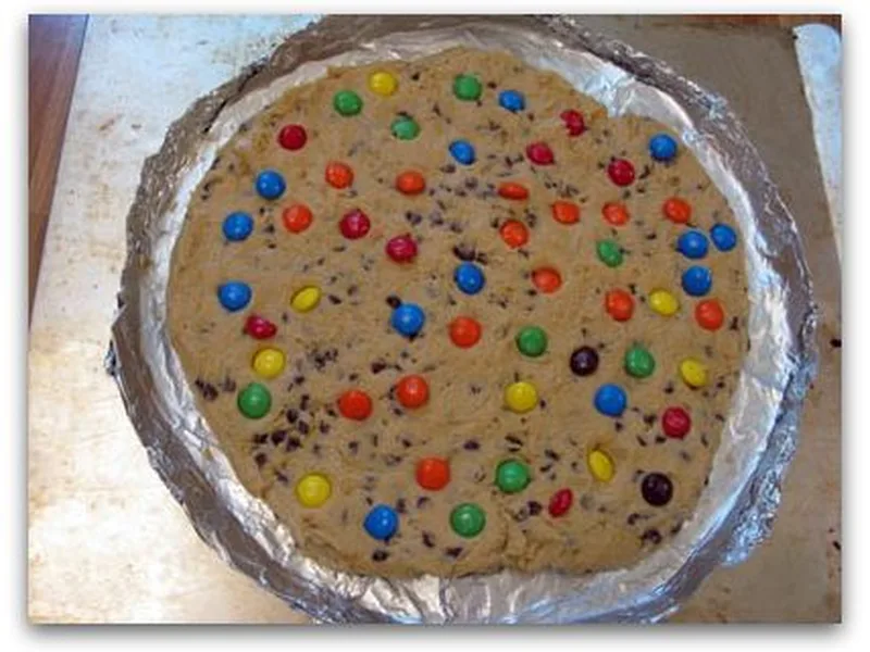 Giant M&M Chocolate Chip Cookie Cake - Soft Baked Sheet Pan