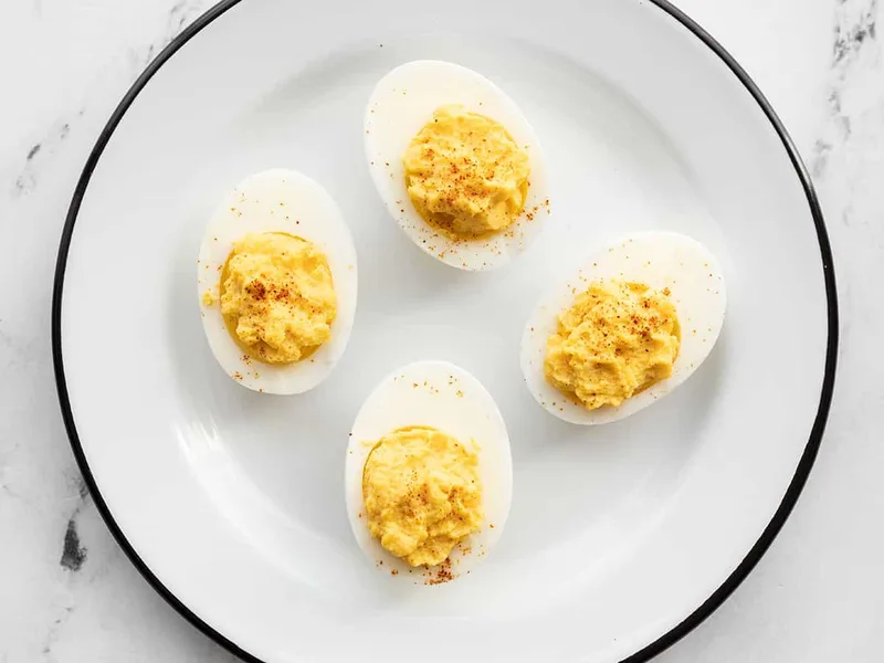 Small Batch Steamed Deviled Eggs with Dijon Mustard
