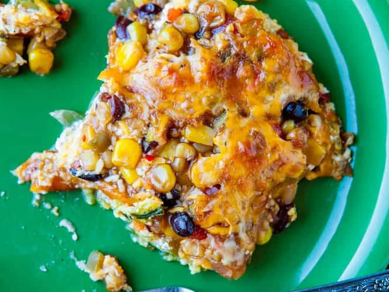 Vegetable Casserole with Zucchini Crust and Melted Cheese