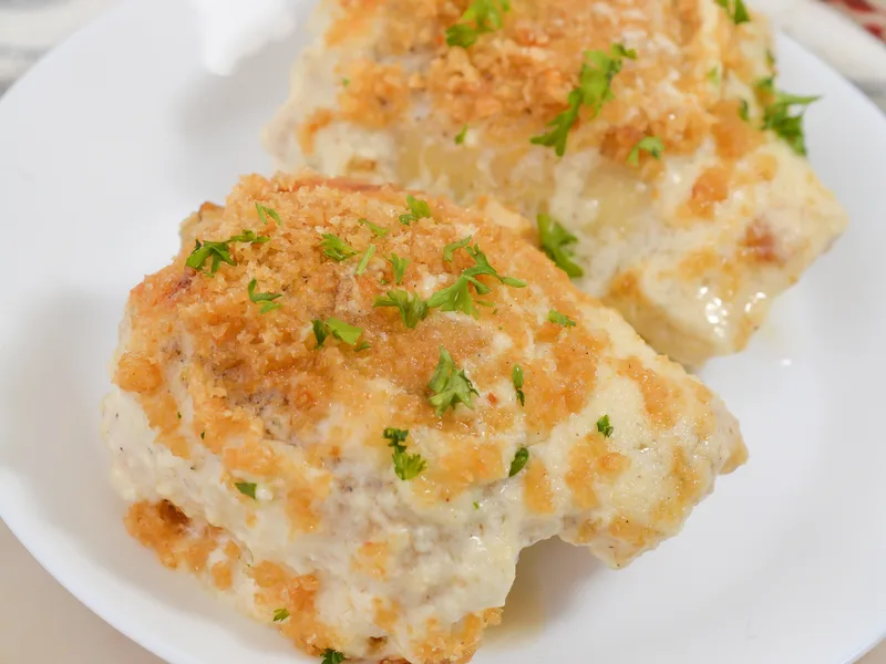 Air Fryer Caesar Parmesan Crusted Chicken Thighs