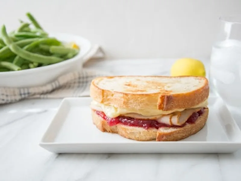Turkey Brie Cranberry Melts with Lemon Green Beans