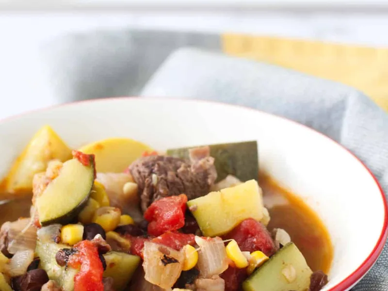 Hearty Lamb Summer Squash Black Bean Corn Soup
