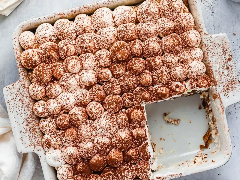 Layered Banana Bread Tiramisu with Espresso and Coconut Cream