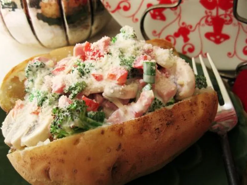 Savory Stuffed Idaho Potato with Broccoli and Turkey