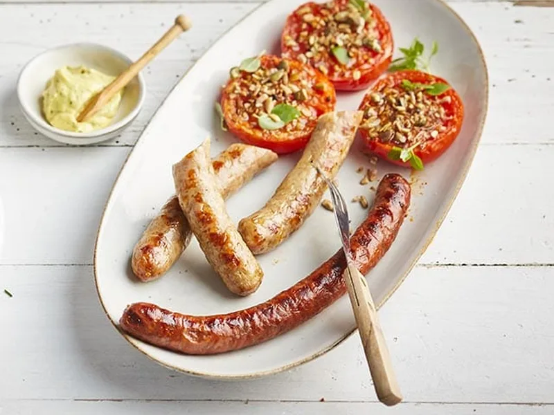 Saucisse and Merguez Bowl with Crispy Potatoes and Kale