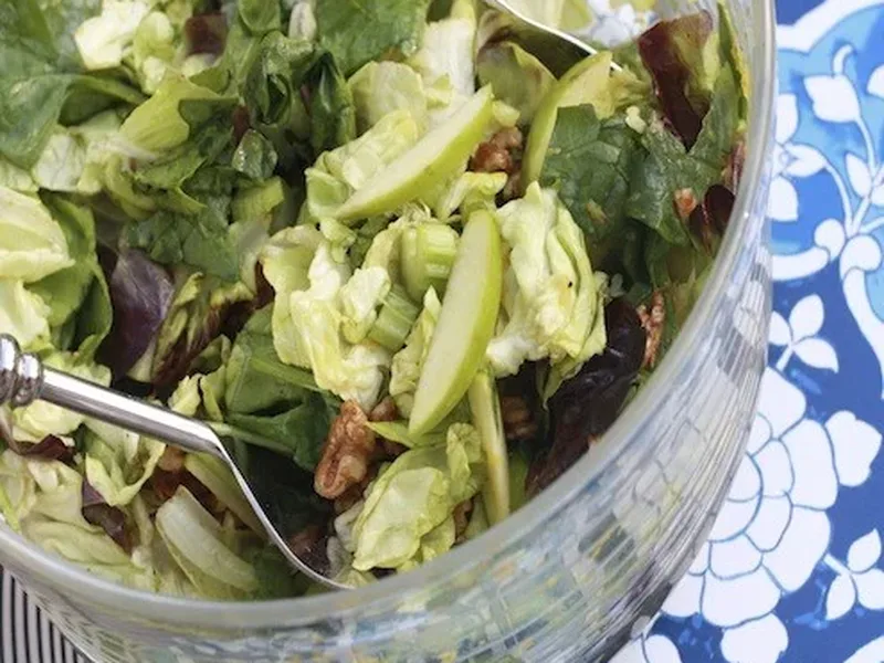 Green Salad with Spiced Walnuts and Orange Vinaigrette