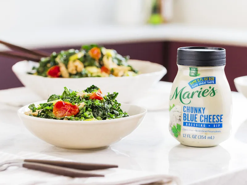 Buffalo Chicken Kale Salad with Pickled Celery and Blue Cheese