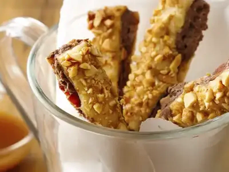 Bacon Peanut Butter Chocolate Pastry Fries with Caramel