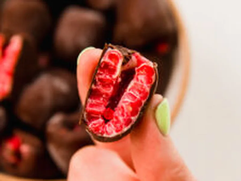 Dairy-Free Double-Dipped Chocolate Covered Frozen Raspberries