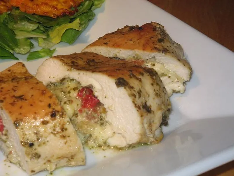 Grilled Pesto-Mozzarella Stuffed Chicken Breasts