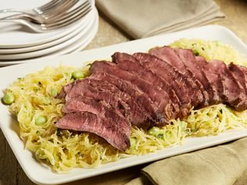 Grilled Sirloin with Spaghetti Squash and Edamame