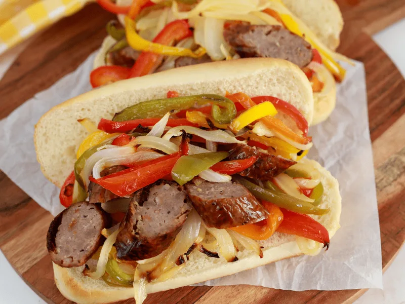 Air Fryer Bratwurst and Bell Peppers in 15 Minutes