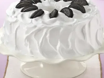 Cookies and Cream Angel Food Cake with Oreo Frosting