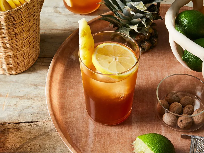 Sweet Tea Rum Punch with Fresh Citrus and Dark Rum