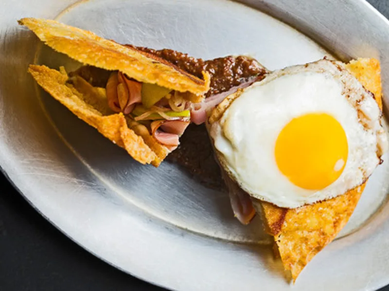 Dale Levitski's Crispy Cheese Croque-Madame with Apple