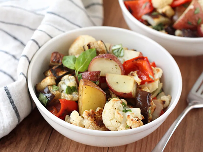 Warm Roasted Veggie Potato Salad