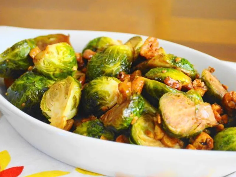 Asian Cashew Roasted Brussels Sprouts