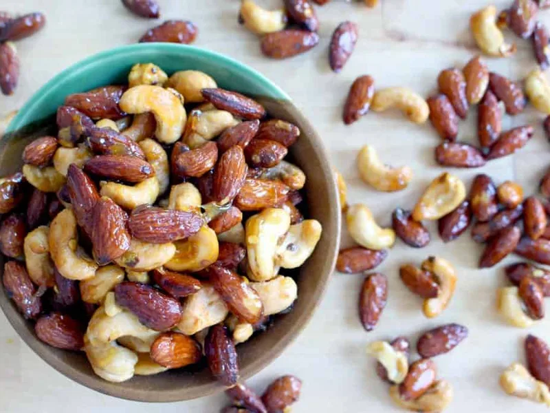 Sweet and Spicy Honey Brown Sugar Roasted Nuts
