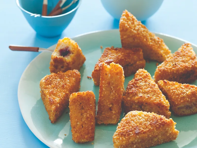 Stuffed French Toast Triangles with Blueberry Mascarpone