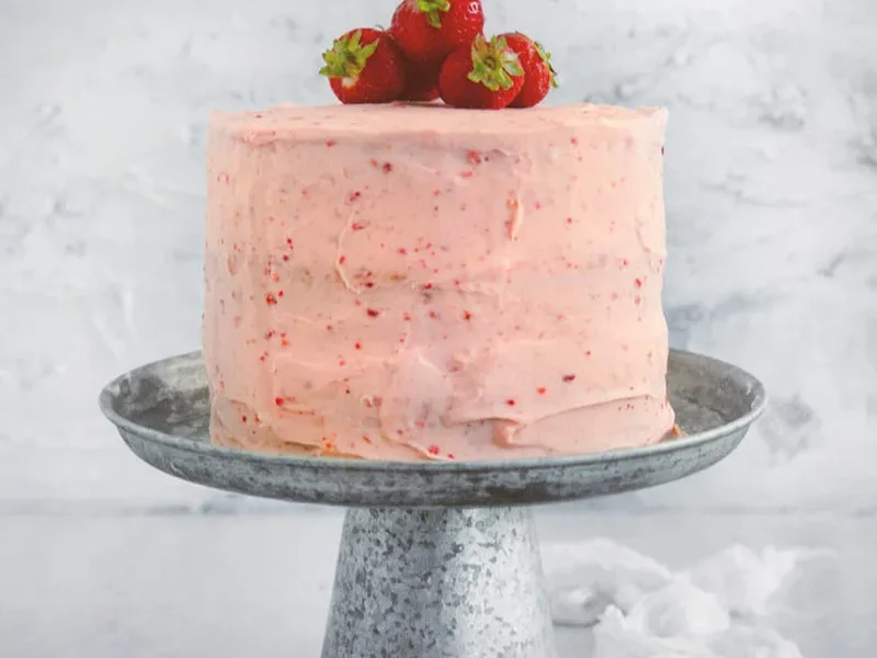 Strawberry Layer Cake with Cream Cheese Frosting