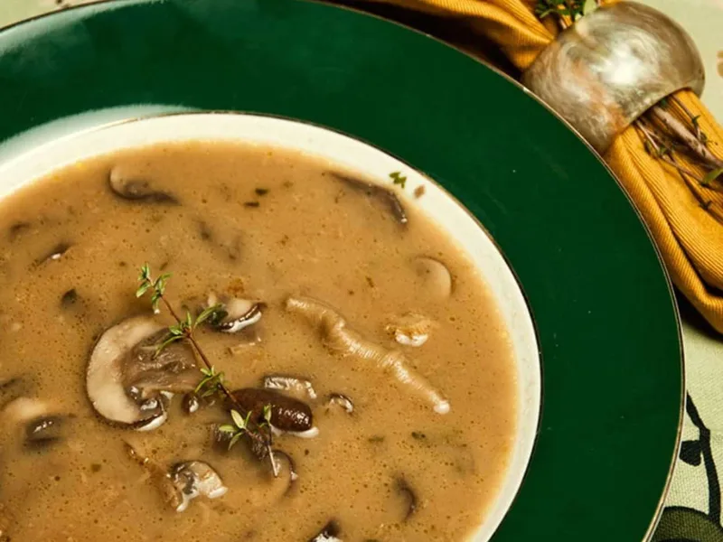 Wild Mushroom Coconut Soup with Fresh Thyme and Ghee
