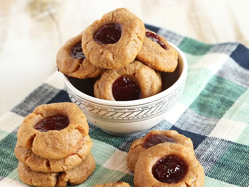 Gluten Free Peanut Butter Jelly Thumbprint Cookies
