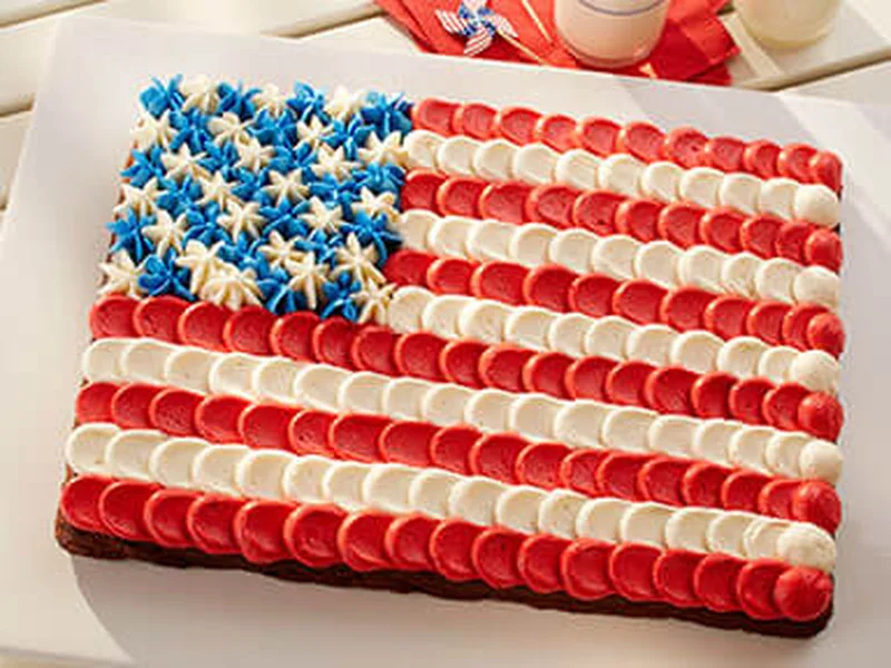 4th of July Flag Brownies with Piped Frosting