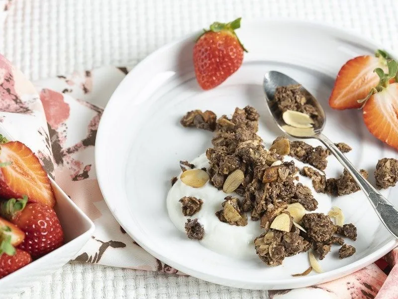 Chocolate Almond Granola with Cocoa and Condensed Milk