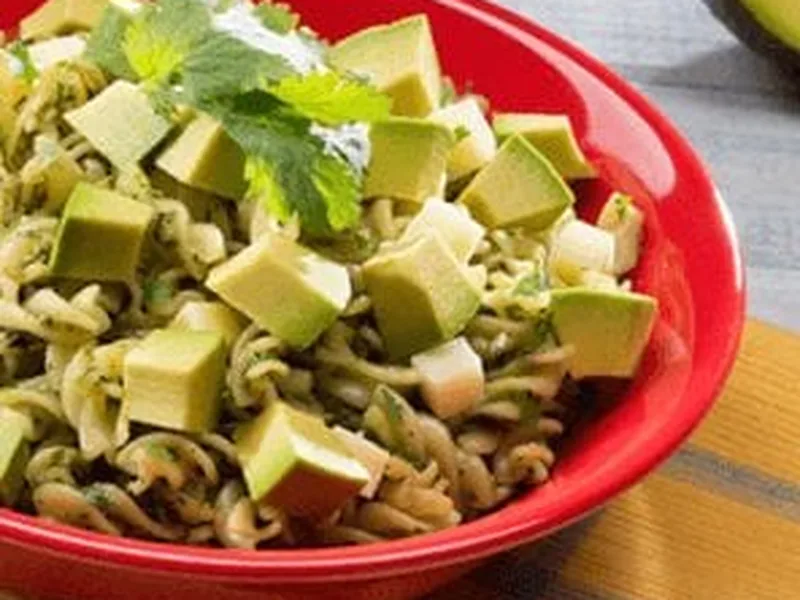 Herb-Packed Avocado Pesto Pasta Salad with Oaxaca Cheese