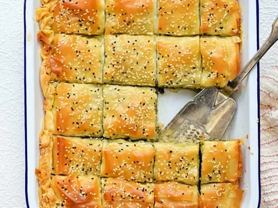 Greek Spanakopita with Feta and Ricotta in Flaky Phyllo