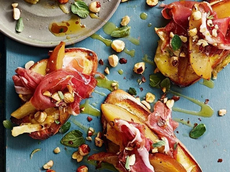 Fontina and Cambozola Sourdough Toasts with Pears