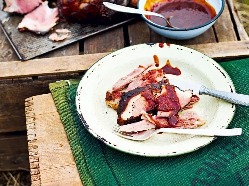 Virginia Smoked Ham Hocks with Spiced Barbecue Sauce