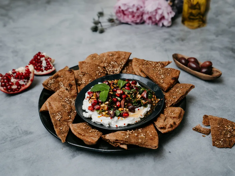 Middle Eastern Labneh with Za'atar and Pistachio Topping